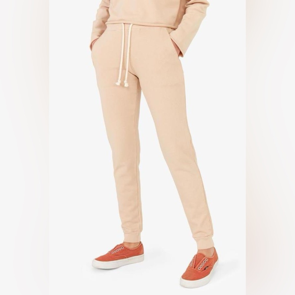 MATE the Label| Cream Organic Cotton Drawstring Joggers/Track Pants Sz S